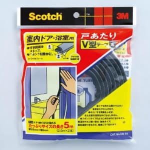 3M 《スコッチ》 戸あたりV型テープ 室内ドア・浴室用 6mm×9mm×5m 黒 《スコッチ》 戸あたりV型テープ 室内ドア・浴室用 6mm×9mm×5m 黒 EN-55