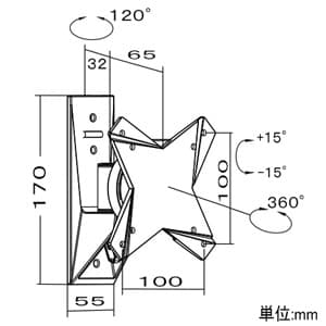 スタープラチナ TVセッターフリースタイル SSサイズ W55×H170×D97mm 角度調節機能付 アルミ合金・スチール製 ブラック TVセッターフリースタイル SSサイズ W55×H170×D97mm 角度調節機能付 アルミ合金・スチール製 ブラック TVSFRNA110XSB 画像2