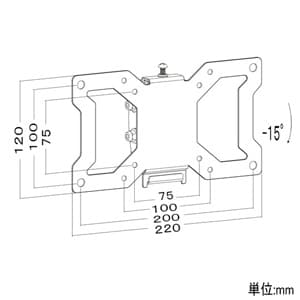 スタープラチナ TVセッターチルト W220×H120×D36mm 角度調節機能付 スチール製 シルバー(ライトグレー) TVセッターチルト W220×H120×D36mm 角度調節機能付 スチール製 シルバー(ライトグレー) TVSTIEI112S 画像2