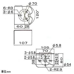 パトライト 【生産完了品】壁面取付けブラケット 脱着タイプ 対応機種:LHE型・取付ピッチφ50・70mm 壁面取付けブラケット 脱着タイプ 対応機種:LHE型・取付ピッチφ50・70mm SZ-170 画像2