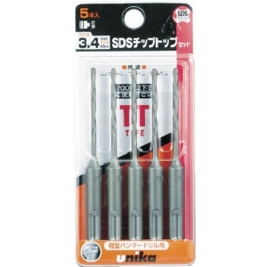 チップトップビット 5本セット TTタイプ(SDS-plus) 打撃+回転用 刃先径4.3mm シャンクサイズ10mm DP5-T43