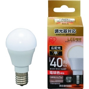 アイリスオーヤマ LED電球 屋内用 広配光タイプ 明るさ40W形相当 電球色 E17口金 調光器・密閉型器具対応 LDA5L-G-E17/D-4V3