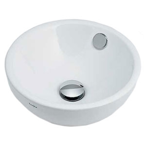 【販売終了】丸型手洗器 《Luju》 置型タイプ 容量1.1L 排水・国内6 オーバーフロー機能付 493-018