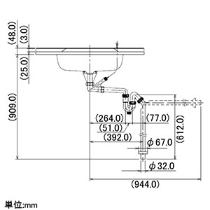 カクダイ 【販売終了】ボウル一体型カウンター 《CORPOSO》 壁掛けタイプ 容量7L 専用排水上部セット・専用排水トラップ・オーバーフロー機能付 ボウル一体型カウンター 《CORPOSO》 壁掛けタイプ 容量7L 専用排水上部セット・専用排水トラップ・オーバーフロー機能付 497-024 画像3