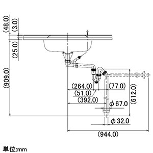 カクダイ 【販売終了】ボウル一体型カウンター 《CORPOSO》 壁掛けタイプ 容量7L 専用排水上部セット・専用排水トラップ・オーバーフロー機能付 ボウル一体型カウンター 《CORPOSO》 壁掛けタイプ 容量7L 専用排水上部セット・専用排水トラップ・オーバーフロー機能付 497-027 画像3