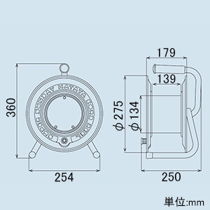 スーパーサンデーリール 100Vタイプ 標準型 2P 15A 125V 接地付 コンセント4個 長さ50m VCT2.0㎟×3C 温度センサー内蔵  GV-501K