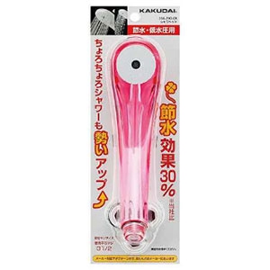 カクダイ 【販売終了】シャワーヘッド 《ClearShower》 節水・低水圧用 吐水穴外周φ38mm アダプター付 クリアレッド 356-210-CR