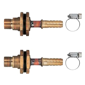 カクダイ 【販売終了】ユニットバス貫通金具 15Aペアホース(差込)用 取付穴径30mm 厚さ12mm以下 2個セット入 415-803