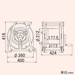 ハタヤ 溶接ケーブルリール 電線長30m WCT38&#13215;×1C ホルダーセット・キャスター付 溶接ケーブルリール 電線長30m WCT38&#13215;×1C ホルダーセット・キャスター付 EDR-3038 画像2