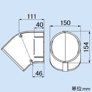 因幡電工 コーナー45°曲がり 140サイズ 配管化粧カバー ビル設備用 《スリムダクトPD》 コーナー45°曲がり 140サイズ 配管化粧カバー ビル設備用 《スリムダクトPD》 PDF-140-I 画像3