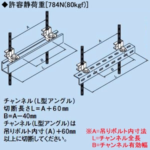 中間吊り金具 チャンネル・L型アングル支持金具 3方向取付対応 SCC-1N