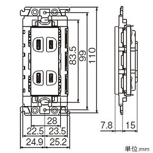 パナソニック 埋込トリプルコンセント 15A 125V 絶縁枠付 グレー 埋込トリプルコンセント 15A 125V 絶縁枠付 グレー WTL130349H 画像2