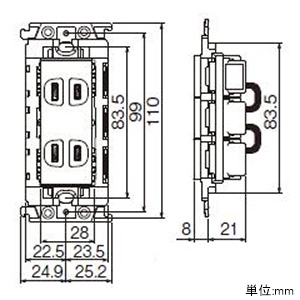 パナソニック 埋込抜け止めトリプルコンセント 15A 125V 絶縁枠付 グレー 埋込抜け止めトリプルコンセント 15A 125V 絶縁枠付 グレー WTL106349H 画像2