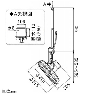 スイデン 工場扇 《スイファン》 全閉型 ハンガータイプ ハネ径45cm 無段変速式 アルミニウム製ハネ 単相200V 工場扇 《スイファン》 全閉型 ハンガータイプ ハネ径45cm 無段変速式 アルミニウム製ハネ 単相200V SF-45MHV-2VA 画像4