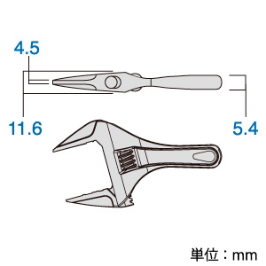 フジ矢 ライトショートモンキー 最大開口0〜53mm サイズ185mm グリップ付 ライトショートモンキー 最大開口0〜53mm サイズ185mm グリップ付 FLS-53G-F 画像2