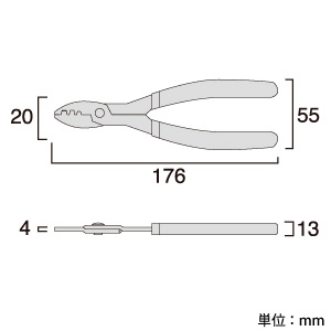 フジ矢 電工ペンチミニ 裸・絶縁端子用 サイズ175mm 圧着機能付 電工ペンチミニ 裸・絶縁端子用 サイズ175mm 圧着機能付 FA202 画像2