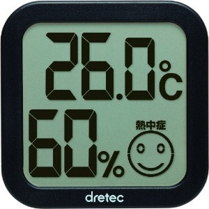 ドリテック デジタル温湿度計 熱中症・インフルエンザ警告付 ブラック O-271BK