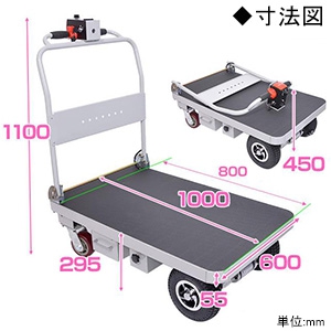 サンコー 【生産完了品】電動アシスト台車 最大積載量300kg スピード調整可能 連続使用時間240分 電動アシスト台車 最大積載量300kg スピード調整可能 連続使用時間240分 ELASSDOL 画像3