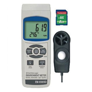 マザーツール マルチ環境測定器 SDスロット搭載 データロガ機能付 照度・風速・温度・湿度測定 EM-9300SD