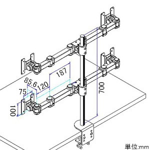 サンコー 16軸式くねくね4モニターアーム 4面モデル 耐荷重各10kg クランプ式 16軸式くねくね4モニターアーム 4面モデル 耐荷重各10kg クランプ式 MARMGUS12W 画像2