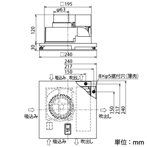 JC-10KR (三菱)｜天井埋込形空気清浄機｜換気扇｜電材堂【公式】