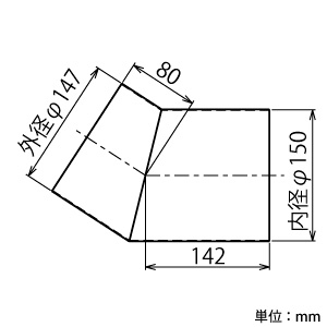 三菱 30度エルボ 適用パイプφ150mm 30度エルボ 適用パイプφ150mm P-1830PE 画像2