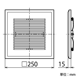 三菱 ダクト用換気扇別売グリル インテリア格子タイプ マットブラック ダクト用換気扇別売グリル インテリア格子タイプ マットブラック P-180GB2-CK 画像2