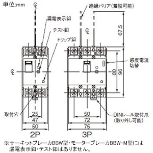 パナソニック 【生産完了品】サーキットブレーカ BBW-30C型 JIS協約形 2P2E 3A 盤用 サーキットブレーカ BBW-30C型 JIS協約形 2P2E 3A 盤用 BBW23CK 画像2