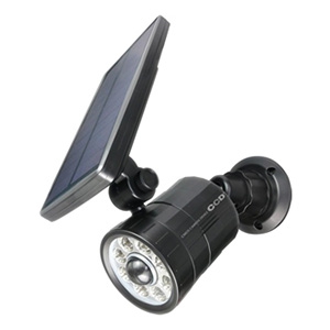 【お買い得品 2台セット】防犯カメラ型LEDセンサーライト ソーラー充電式 800lm 昼光色 防水防塵IP65相当 OL-332B_2set