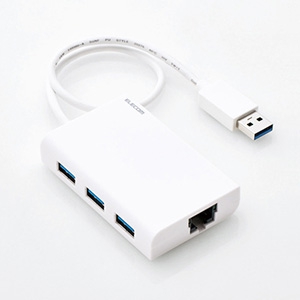 ELECOM 【在庫限り】有線LANアダプター ギガビット対応 USB3.0 Type-A USBハブ付 ケーブル長30cm ホワイト EDC-GUA3H-W