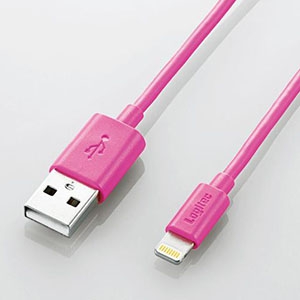 USBケーブル Lightningコネクタ対応 2重シールドタイプ 長さ0.1m ピンク LHC-UAL01PN