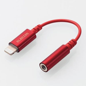 ELECOM ステレオミニジャック変換ケーブル Lightning/φ3.5mm 長さ0.1m レッド MPA-L35DS01RD