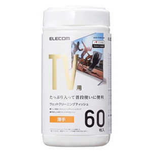 ELECOM ウェットクリーニングティッシュ TV用 薄手・ボトルタイプ 60枚入 AVD-TVWC60N