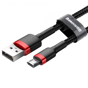 電材堂 USBケーブル USB-Micro 長さ2m レッド+ブラック DCAMKLF-C91