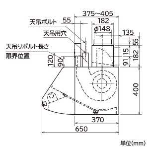 三菱 レンジフードファン ブース形(深形) 強制同時給排気タイプ 高気密住宅仕様 接続パイプφ150mm 電気式シャッター付 レンジフードファン ブース形(深形) 強制同時給排気タイプ 高気密住宅仕様 接続パイプφ150mm 電気式シャッター付 V-604KCQ8 画像3