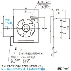 三菱 標準換気扇 《クリーンコンパック》 居間・店舗用 スタンダードタイプ 連動式シャッター・給排式 引きひも付 羽根径20cm 標準換気扇 《クリーンコンパック》 居間・店舗用 スタンダードタイプ 連動式シャッター・給排式 引きひも付 羽根径20cm EX-20RH9 画像2