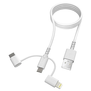 多摩電子工業 USBケーブル 3in1タイプ Lightning・Type-C・microUSBコネクタ対応 1.2m TH142LSCW