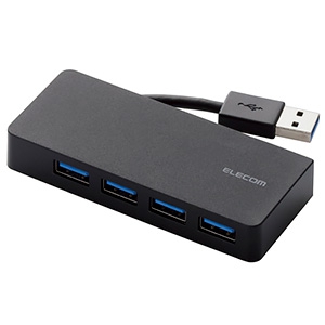 ELECOM USB3.0ハブ バスパワータイプ 4ポート ケーブル収納タイプ ケーブル長6cm USB3.0ハブ バスパワータイプ 4ポート ケーブル収納タイプ ケーブル長6cm U3H-K417BBK