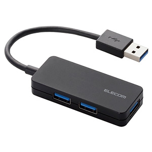 ELECOM USB3.0ハブ バスパワータイプ 3ポート ケーブル固定タイプ ケーブル長10cm ブラック U3H-K315BBK