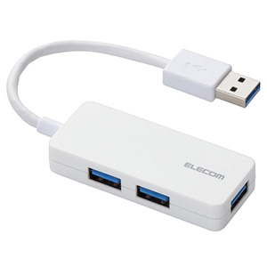 ELECOM USB3.0ハブ バスパワータイプ 3ポート ケーブル固定タイプ ケーブル長10cm ホワイト U3H-K315BWH