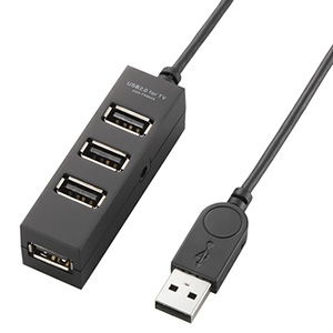 ELECOM USB2.0ハブ セルフパワータイプ 4ポート TV用 ACアダプター付 ケーブル長1m U2H-TV003SBK