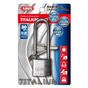 ABUS 【ケース販売特価 4個セット】タイタリウム 64TIシリーズ 吊長タイプ ブリスターパック 30HBKD 【ケース販売特価 4個セット】タイタリウム 64TIシリーズ 吊長タイプ ブリスターパック 30HBKD BP-64TI/30HBKD