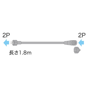 ジェフコム 延長コード 2P SJ-NHシリーズ用 長さ1.8m SJ-NH06-L18