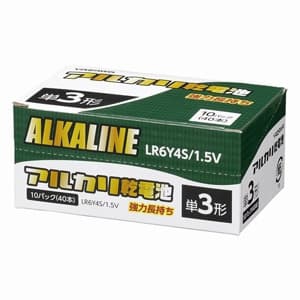 電材堂 【お買い得品 40本セット】アルカリ乾電池 単3形 4本パック×10 シュリンクパック 【お買い得品 40本セット】アルカリ乾電池 単3形 4本パック×10 シュリンクパック LR6Y4SDNZ