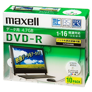 マクセル 【生産完了品】データ用DVD-R 片面4.7GB 1〜16倍速記録対応 CPRM対応 10枚入 データ用DVD-R 片面4.7GB 1〜16倍速記録対応 CPRM対応 10枚入 DRD47WPD.10S