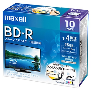 マクセル 【生産完了品】録画用BD-R 1層25GB 1〜4倍速記録対応 10枚入 録画用BD-R 1層25GB 1〜4倍速記録対応 10枚入 BRV25WPE.10S