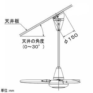 三菱 シーリングファン(天井扇) 羽根径90cm 傾斜天井対応 速度調節器付 ブラック シーリングファン(天井扇) 羽根径90cm 傾斜天井対応 速度調節器付 ブラック C90-YC-BK 画像3