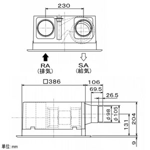 UNISEX S/M VL-100ZSD3 三菱 ダクト用ロスナイ(電気式シャッター