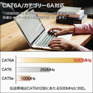 ホーリック LANケーブル UTP カテゴリー6A フラット 1m パープル LANケーブル UTP カテゴリー6A フラット 1m パープル LC10-505FB 画像3