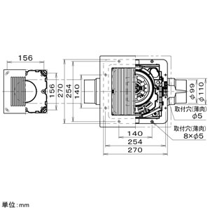 パナソニック 天井埋込形換気扇 ルーバーセットタイプ 2室用 大風量形 埋込寸法□240mm パイプ径φ100mm 風圧式高気密シャッター付 天井埋込形換気扇 ルーバーセットタイプ 2室用 大風量形 埋込寸法□240mm パイプ径φ100mm 風圧式高気密シャッター付 FY-24CPKS8V 画像3